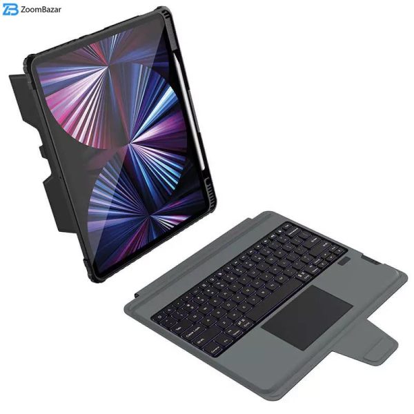 کیف کلاسوری کیبورد دار نیلکین مدل Bumper Combo Backlit Keyboard مناسب برای تبلت اپل iPad Air 13 2024 / iPad Pro 12.9 2022 / 2021 / 2020