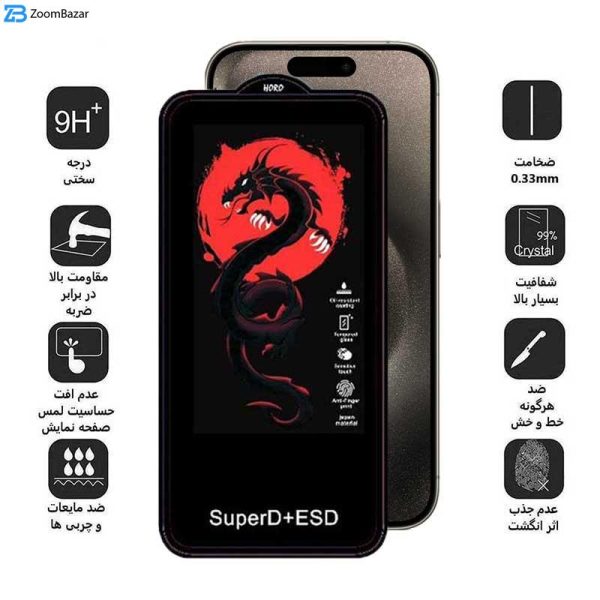 محافظ صفحه نمایش اپیکوی مدل Dragon ESD مناسب برای گوشی موبایل اپل iPhone 15 Pro Max