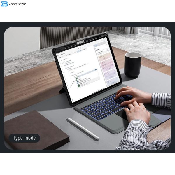 کیف کلاسوری کیبورد دار نیلکین مدل Bumper Combo Backlit Keyboard مناسب برای تبلت اپل iPad Air 13 2024 / iPad Pro 12.9 2022 / 2021 / 2020