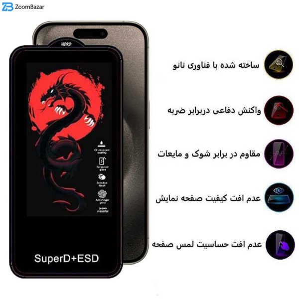 محافظ صفحه نمایش اپیکوی مدل Dragon ESD مناسب برای گوشی موبایل اپل iPhone 15 Pro Max