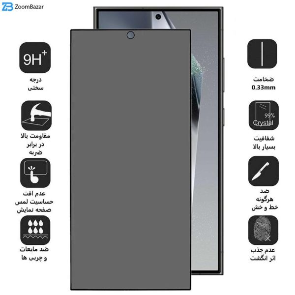 محافظ صفحه نمایش حریم شخصی بوف مدل Privacy مناسب برای گوشی موبایل سامسونگ Galaxy S24 Ultra
