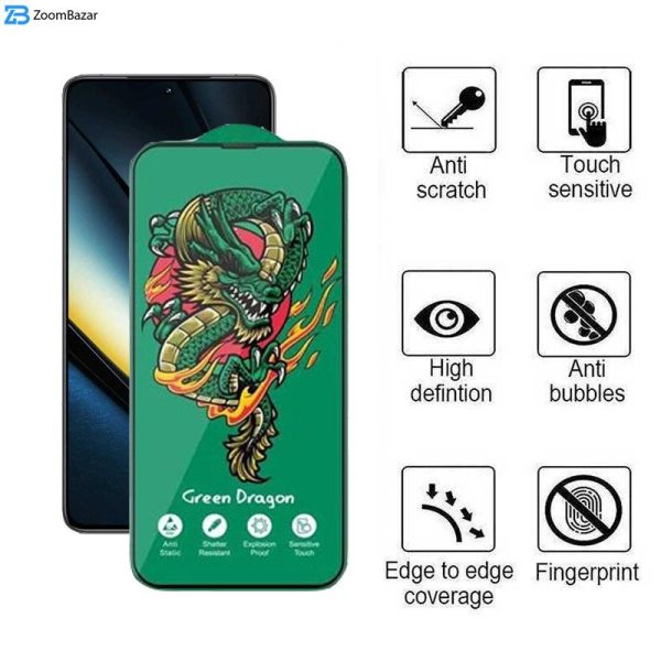 محافظ صفحه نمایش اپیکوی مدل Green Dragon ExplosionProof مناسب برای گوشی موبایل شیائومی Poco F6 Pro/ Poco F6/ Redmi Turbo 3