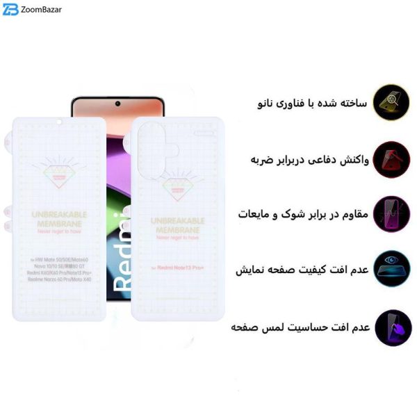 محافظ صفحه نمایش بوف مدل Hydrogel-G مناسب برای گوشی موبایل شیائومی Redmi Note 13 Pro Plus به همراه محافظ پشت گوشی