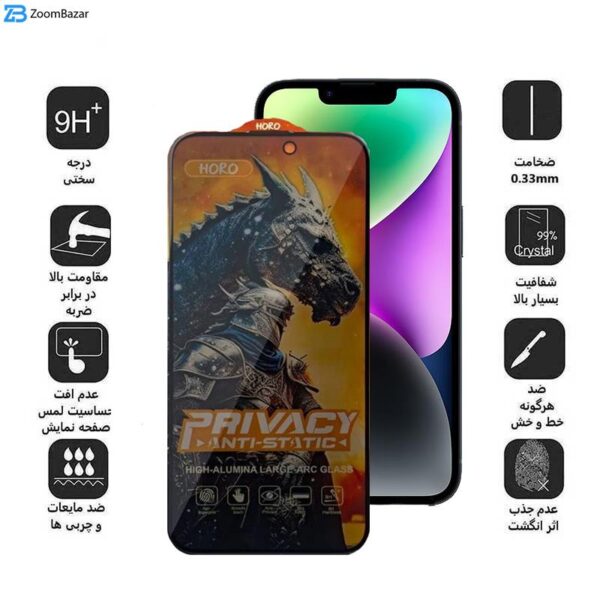 محافظ صفحه نمایش حریم شخصی اپیکوی مدل Knight Privacy مناسب برای گوشی موبایل اپل iPhone 13/ 13 Pro/ 14