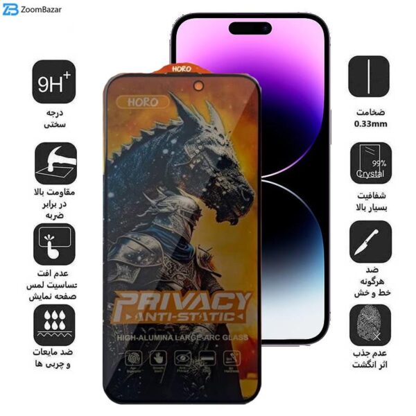 محافظ صفحه نمایش حریم شخصی اپیکوی مدل Knight Privacy مناسب برای گوشی موبایل اپل iPhone 14 Pro Max