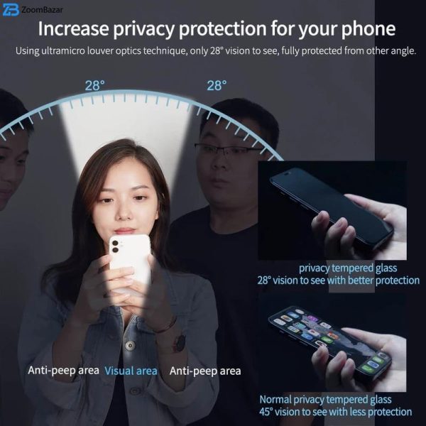 محافظ صفحه نمایش حریم شخصی اپیکوی مدل Wotaer Privacy مناسب برای گوشی موبایل اپل iPhone 13/13 Pro/14