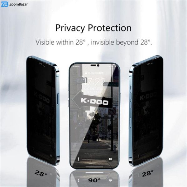 محافظ صفحه نمایش حریم شخصی کی زد دوو مدل Privacy مناسب برای گوشی موبایل اپل iPhone 15 Pro