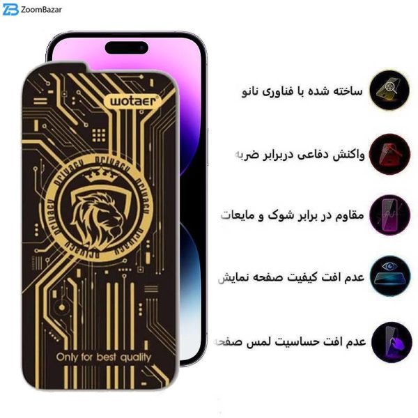 محافظ صفحه نمایش حریم شخصی اپیکوی مدل Wotaer Privacy مناسب برای گوشی موبایل اپل iPhone 14 Pro Max