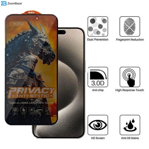 محافظ صفحه نمایش حریم شخصی اپیکوی مدل Knight Privacy مناسب برای گوشی موبایل اپل iPhone 15 Pro Max