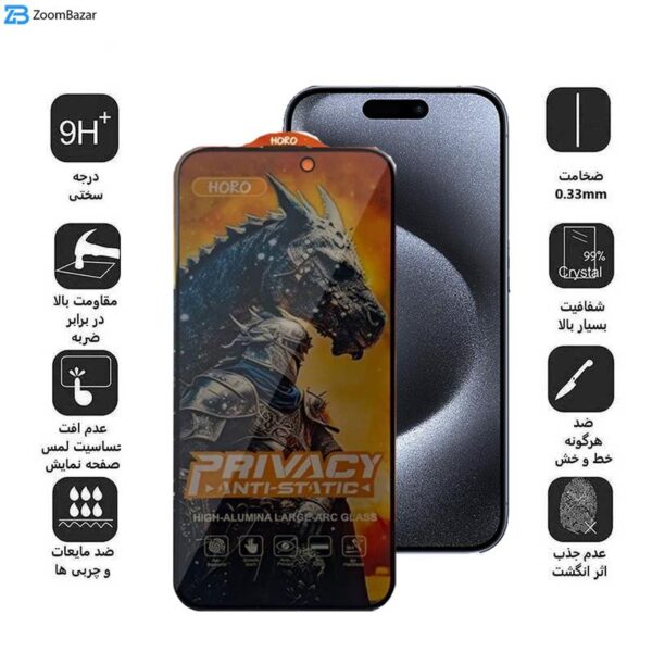 محافظ صفحه نمایش حریم شخصی اپیکوی مدل Knight Privacy مناسب برای گوشی موبایل اپل iPhone 15 Pro