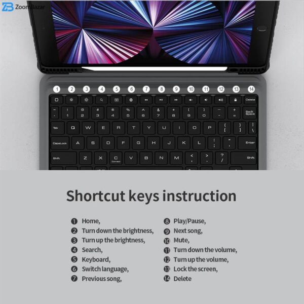 کیف کلاسوری کیبورد دار نیلکین مدل New Combo Keyboard مناسب برای تبلت اپل iPad 10.2 2019 /iPad 10.2 2020 /iPad 10.2 2021