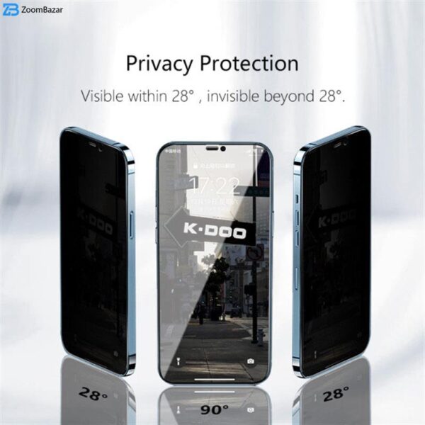 محافظ صفحه نمایش حریم شخصی کی -زد دوو مدل Privacy Gss مناسب برای گوشی موبایل اپل iPhone 14 Pro