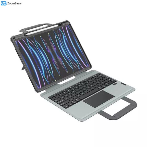 کیف کلاسوری کیبورد دار نیلکین مدل Bumper Go Keyboard مناسب برای تبلت اپل iPad Air 13 2024 / iPad Pro 12.9 2022 / 2021 / 2020