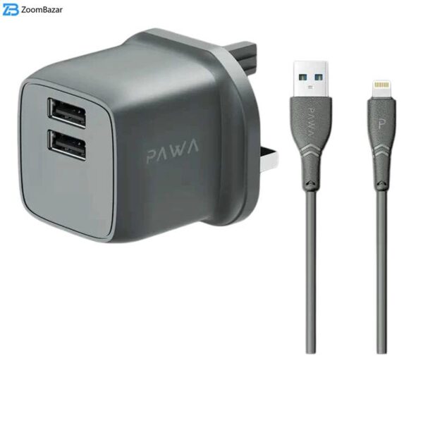 شارژر دیواری 12 وات پاوا مدل Pocket Mini Travel Charger به همراه کابل USB به لایتنینگ