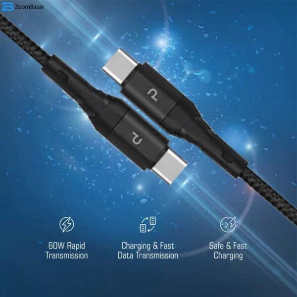 کابل USB-C پاوا مدل Nylon Braided PW-12BDCTOC طول 1.2 متر