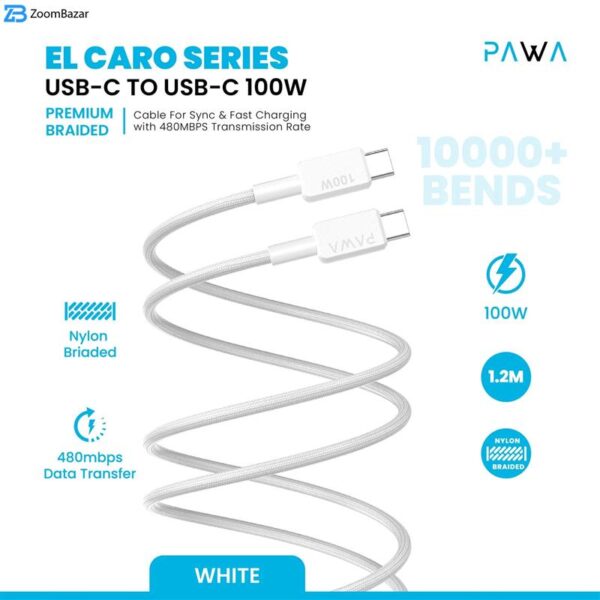 کابل تبدیل USB-C به USB-C پاوا مدل QWE8745