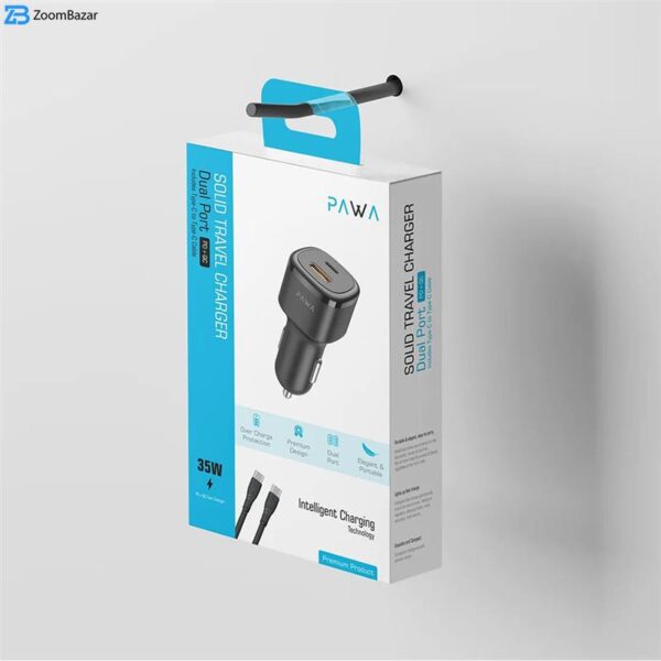 شارژر فندکی 48 وات پاوا مدل Solid CarCharger به همراه کابل USB-C