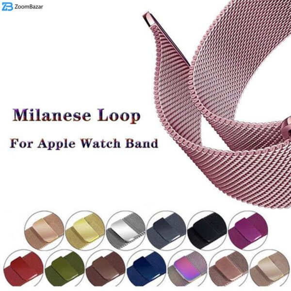 بند اپیکوی مدل Milanese Loop مناسب برای اپل واچ سری 1/2/3/4/5/6/7/8/SE/Ultra سایز 42/44/45/49 میلی متری