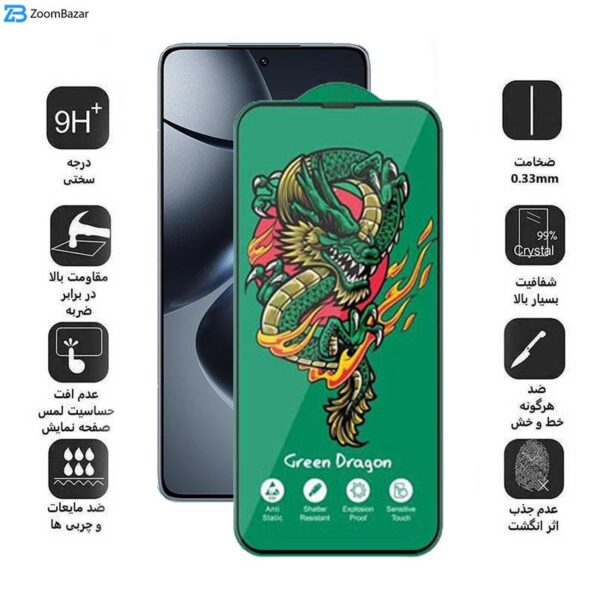 محافظ صفحه نمایش اپیکوی مدل Green Dragon ExplosionProof مناسب برای گوشی موبایل شیائومی 14T Pro / 14T / Redmi K70 Ultra