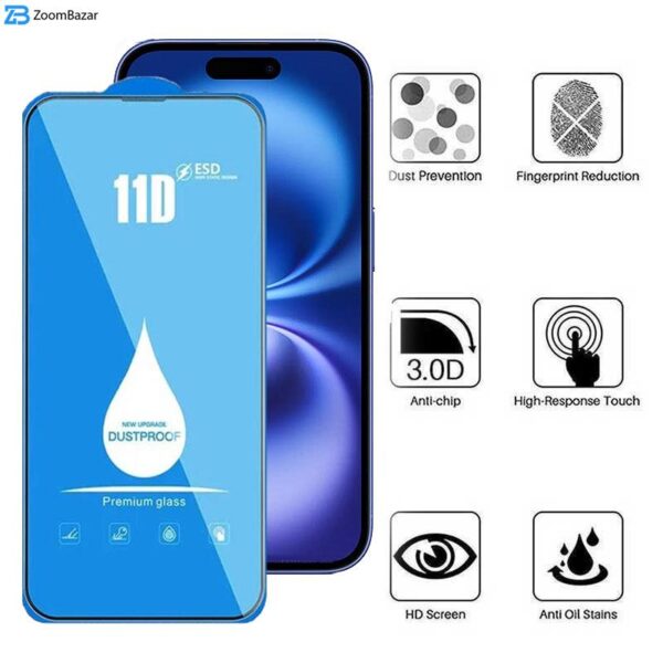 محافظ صفحه نمایش 11D اپیکوی مدل Blue ESD مناسب برای گوشی موبایل اپل iPhone 16