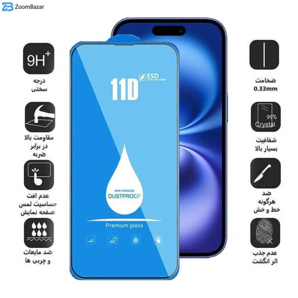 محافظ صفحه نمایش 11D اپیکوی مدل Blue ESD مناسب برای گوشی موبایل اپل iPhone 16