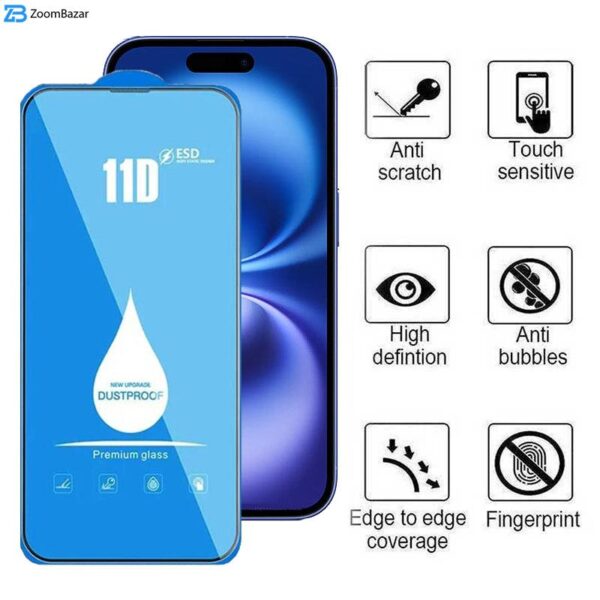 محافظ صفحه نمایش 11D اپیکوی مدل Blue ESD مناسب برای گوشی موبایل اپل iPhone 16