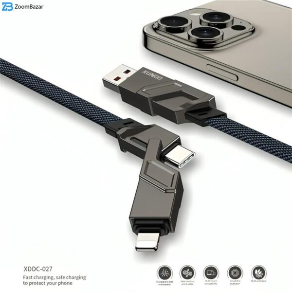 کابل تبدیل USB به USB-C/ لایتنینگ/ USB -C ژاند مدل XDDC-027 طول 1.5 متر