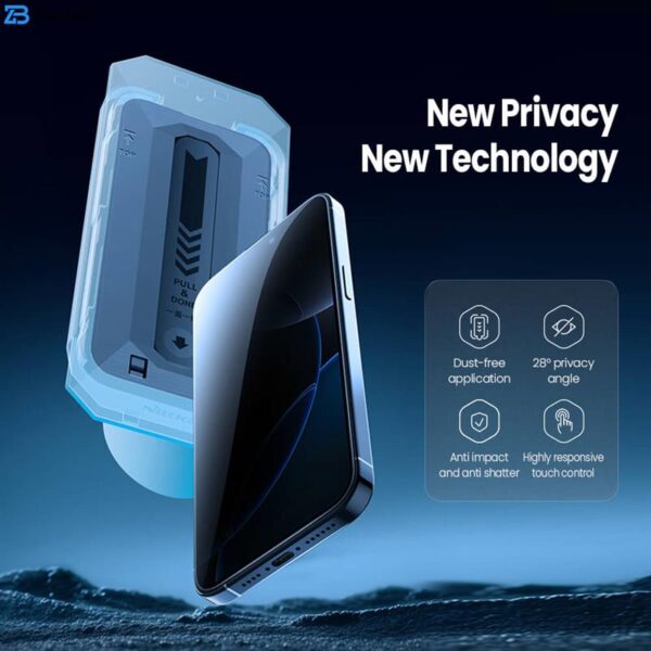 محافظ صفحه نمایش حریم شخصی نیلکین مدل Guardian Privacy مناسب برای گوشی موبایل اپل iPhone 16 Pro Max به همراه کیت نصب