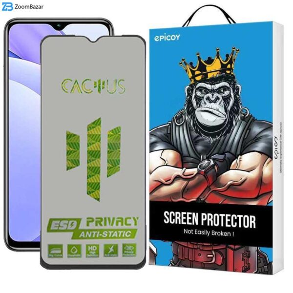 محافظ صفحه نمایش حریم شخصی اپیکوی مدل Cactus-ESD-Privacy مناسب برای گوشی موبایل شیائومی Redmi Note 9 4G / Note 8 Pro / 9 Power / 9 Prime / 9 / 10A