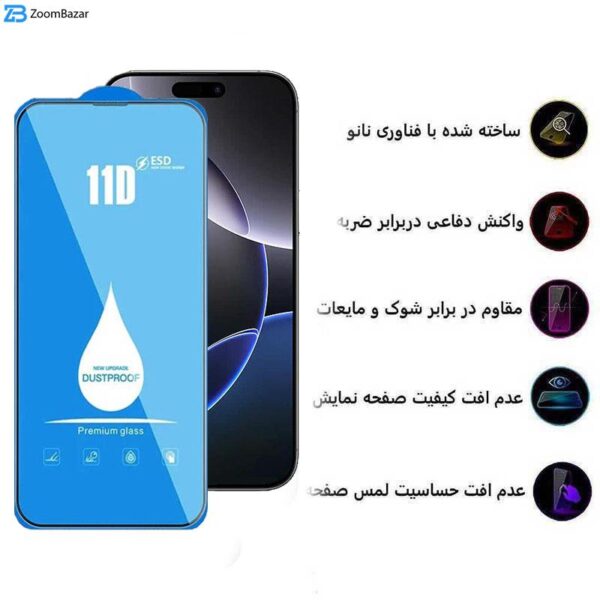 محافظ صفحه نمایش 11D اپیکوی مدل Blue ESD مناسب برای گوشی موبایل اپل iPhone 16 Pro Max