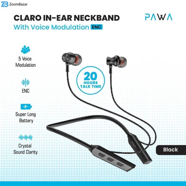 هدفون بلوتوثی پاوا مدل Claro ENC Neckband