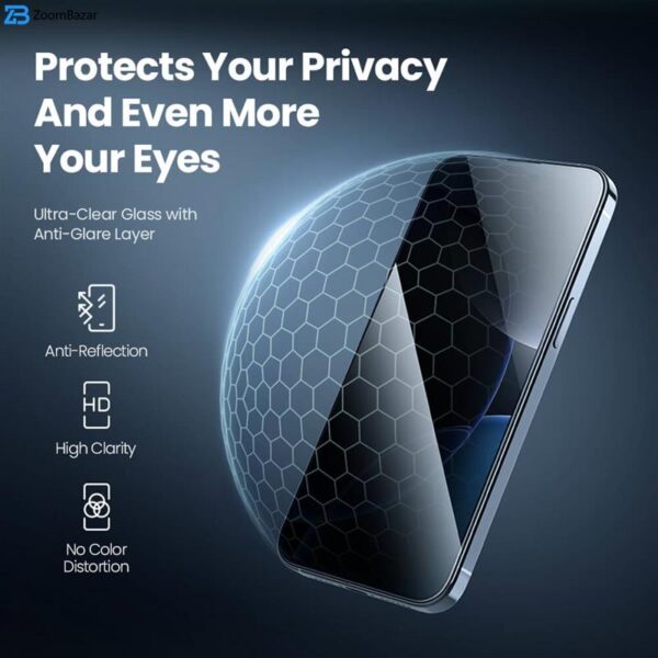 محافظ صفحه نمایش حریم شخصی بوف مدل BullRun Privacy Pro مناسب برای گوشی موبایل اپل iPhone 16 Pro Max