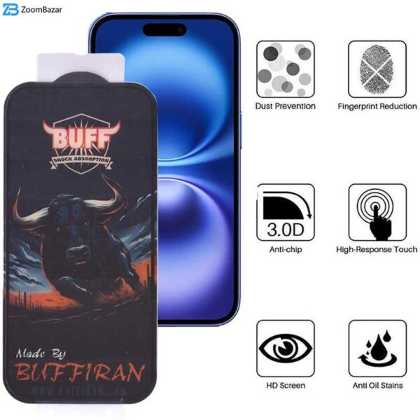 محافظ صفحه نمایش بوف مدل BullRun Buffer مناسب برای گوشی موبایل اپل iPhone 16/ iPhone 15