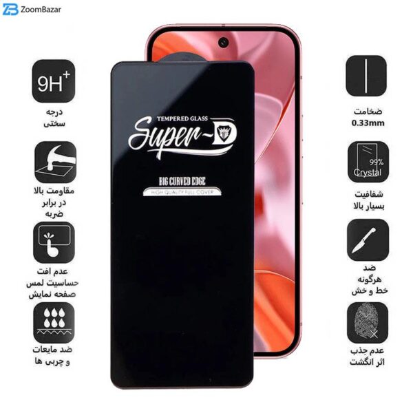 محافظ صفحه نمایش اپیکوی مدل Super 5D مناسب برای گوشی موبایل گوگل Pixel 9/9 Pro