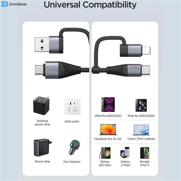 کابل تبدیل USB/USB-C به لایتنینگ/USB-C مدل A37-22T طول 1.2 متر