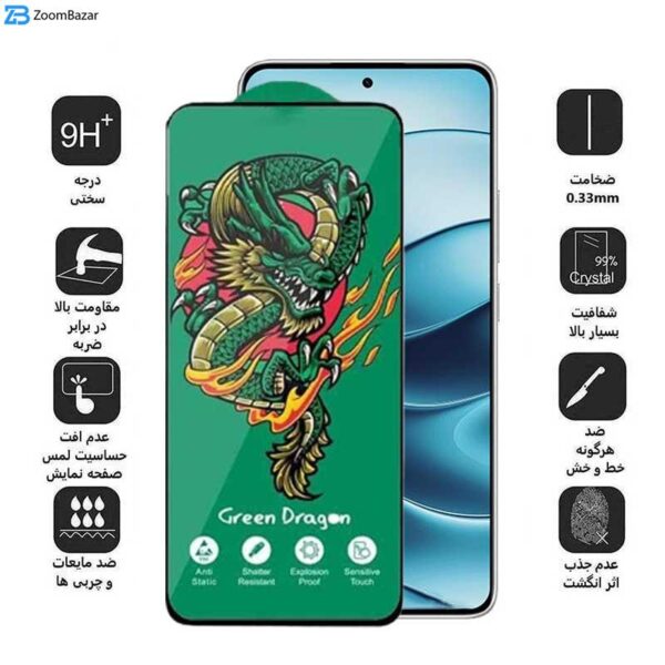 محافظ صفحه نمایش اپیکوی مدل Green Dragon ExplosionProof مناسب برای گوشی موبایل شیائومی Redmi Note 14 / Note 14 Pro