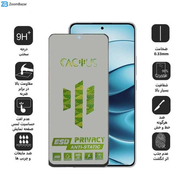 محافظ صفحه نمایش حریم شخصی اپیکوی مدل Cactus-ESD-Privacy مناسب برای گوشی موبایل شیائومی Redmi Note 14 / Note 14 Pro