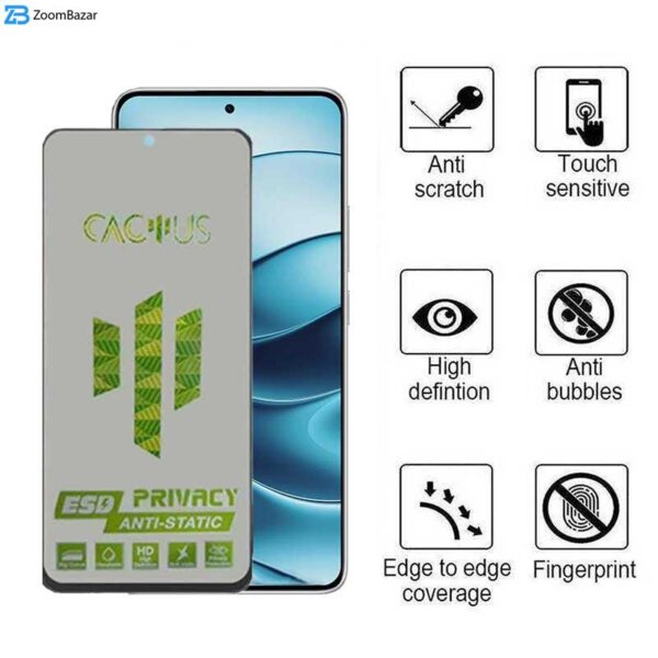 محافظ صفحه نمایش حریم شخصی اپیکوی مدل Cactus-ESD-Privacy مناسب برای گوشی موبایل شیائومی Redmi Note 14 / Note 14 Pro