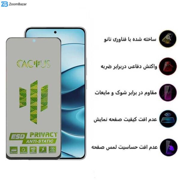 محافظ صفحه نمایش حریم شخصی اپیکوی مدل Cactus-ESD-Privacy مناسب برای گوشی موبایل شیائومی Redmi Note 14 / Note 14 Pro