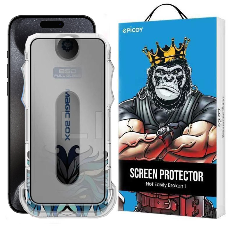 محافظ صفحه نمایش حریم شخصی اپیکوی مدل Lion Privacy Easy Install مناسب برای گوشی موبایل اپل iPhone 15 Pro به همراه کیت نصب