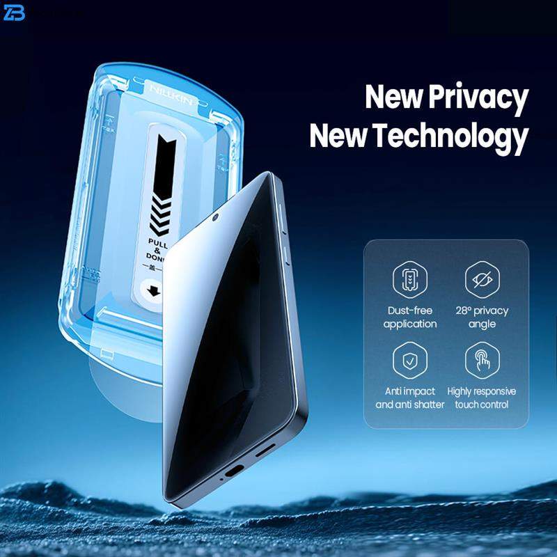 محافظ صفحه نمایش حریم شخصی نیلکین مدل Guardian Full privacy مناسب برای گوشی موبایل سامسونگ Galaxy S25 به همراه کیت نصب