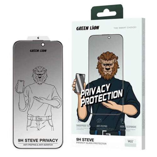 محافظ صفحه نمایش حریم شخصی گرین لاین مدل 9H Steve Privacy مناسب برای گوشی موبایل اپل iPhone 16 /15/14 Pro