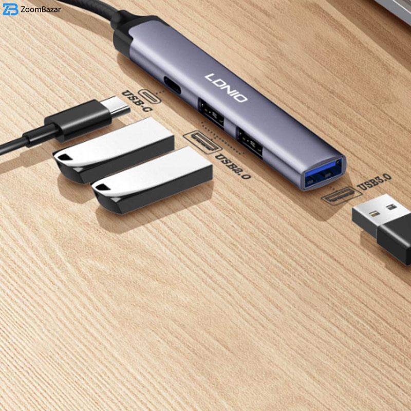 هاب 4 پورت USB-C الدینیو مدل DS-34C