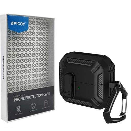 کاور اپیکوی مدل EggShell Carbon مناسب برای هدفون سامسونگ Galaxy Buds 3 / 3 Pro به همراه آویز