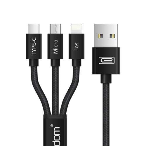 کابل تبدیل USB به USB-C / MicroUSB / لایتنینگ ارلدام مدل EC-IMC015 طول 1.2 متر