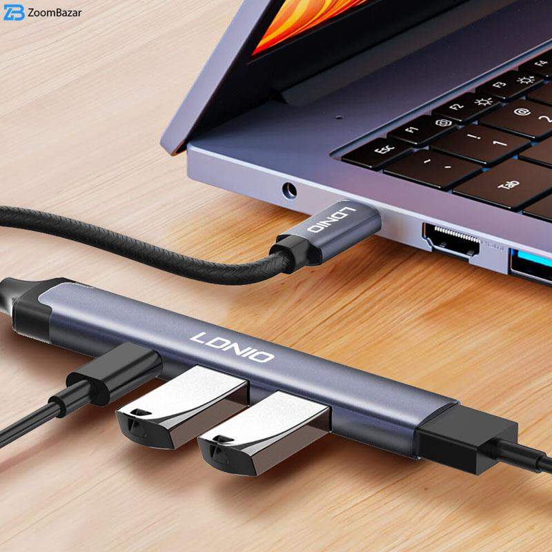 هاب 4 پورت USB-C الدینیو مدل DS-34C