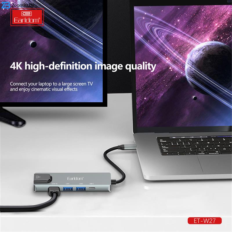 هاب 5 پورت USB-C ارلدام مدل 5IN1 W27